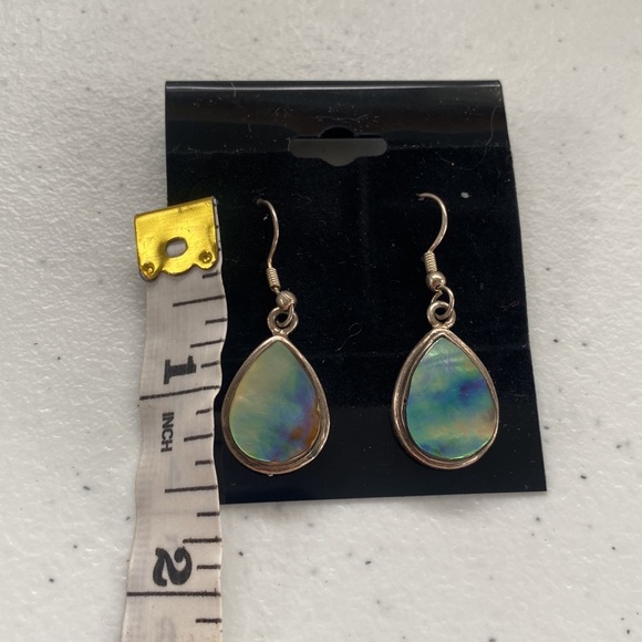 Beautiful Hand Crafted Sterling Silver and Tear Drop Abalone Earrings - Picture 4 of 9